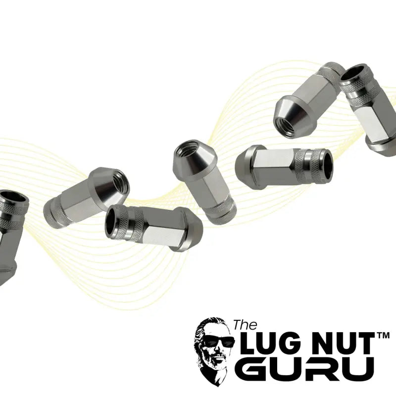12x1.25 7075 T6 Aluminum Open End Racing Lugs 2.05’’ Tall - Silver - 20 Lug Kit