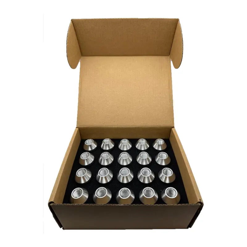 12x1.25 7075 T6 Aluminum Open End Racing Lugs 2.05’’ Tall - Silver - 20 Lug Kit