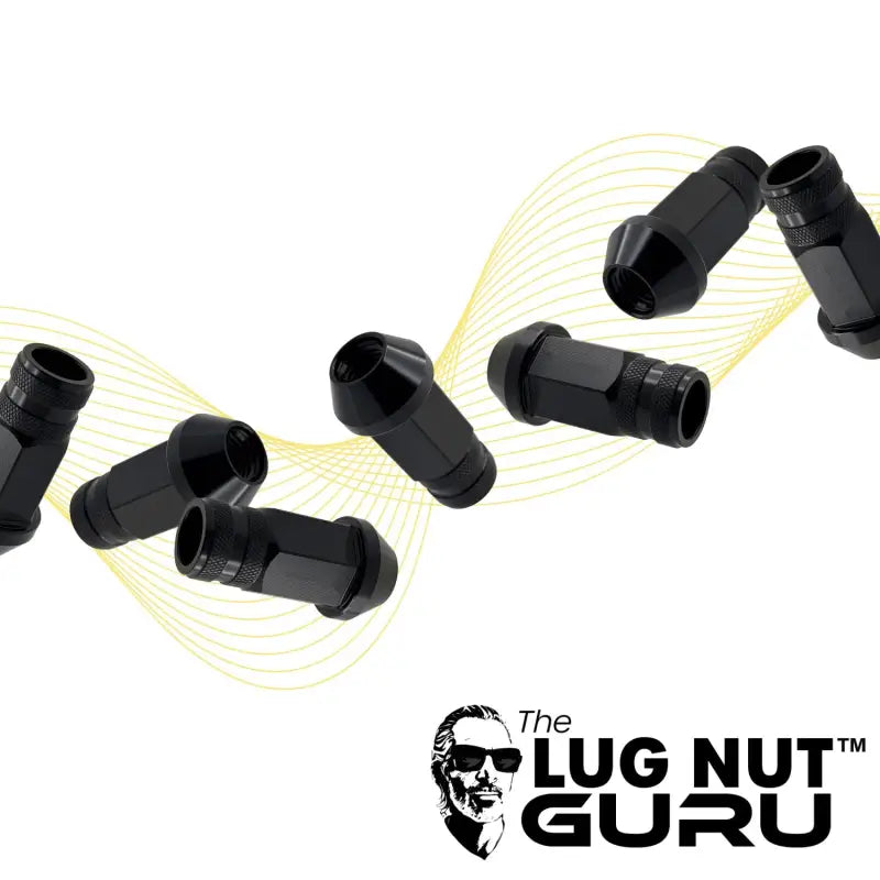 12x1.25 7075 T6 Aluminum Open End Racing Lugs 2.05’’ Tall - Black - 20 Lug Kit