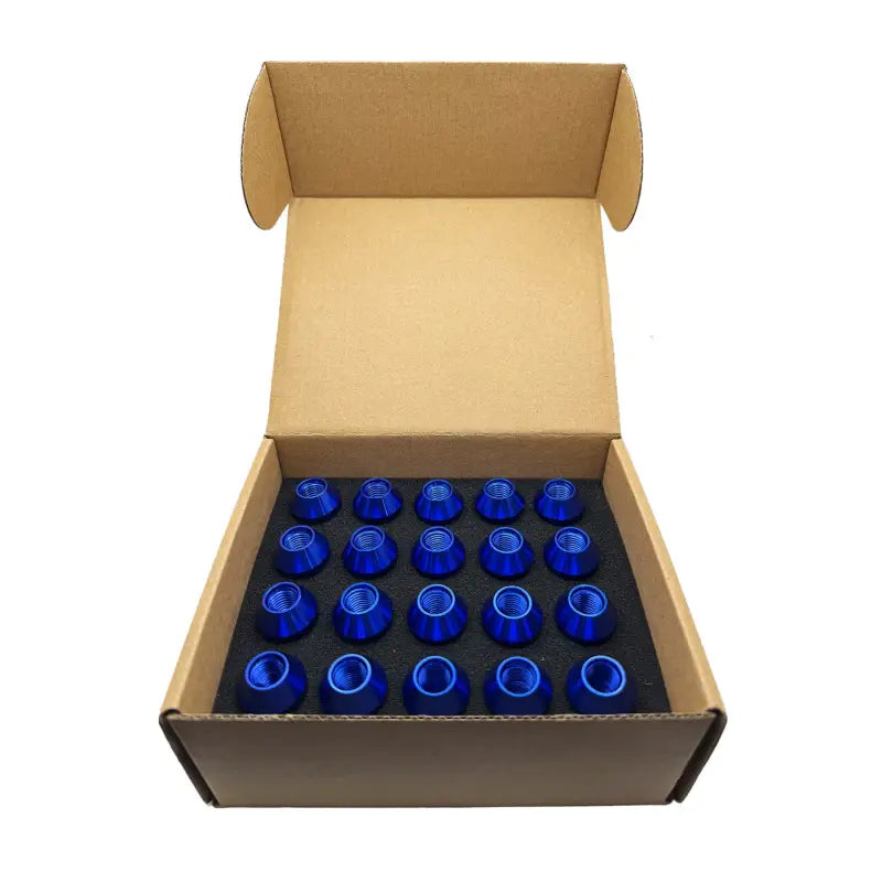 12x1.25 7075 T6 Aluminum Open End Racing Lugs 2.05’’ Tall - Blue - 20 Lug Kit