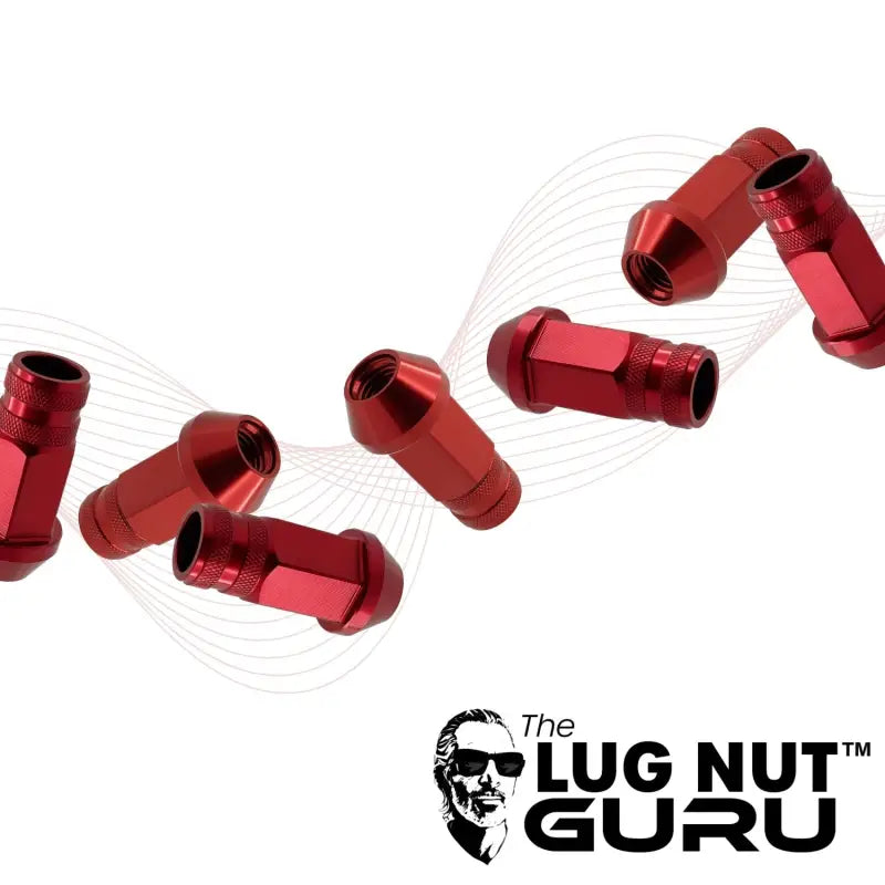 12x1.5 7075 T6 Aluminum Open End Racing Lugs 2.05’’ Tall - Red - 20 Lug Kit