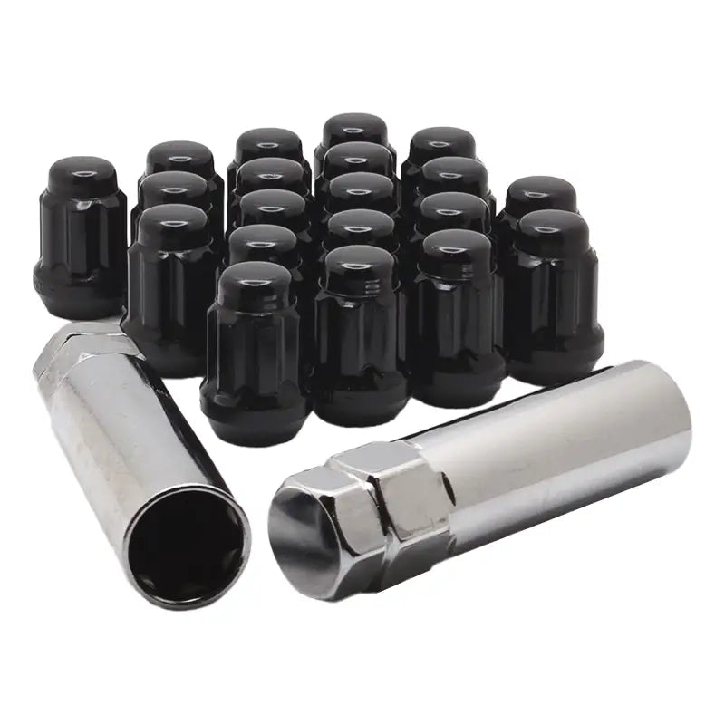 12x1.5 Passenger Car Spline Lug Nuts - Black / 20 Lug Kit