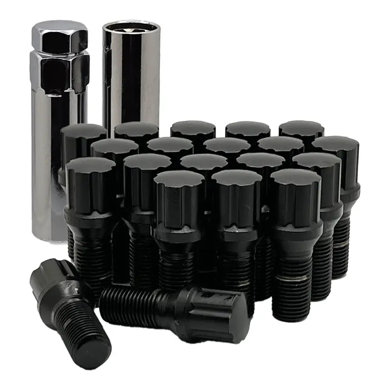 14x1.5 Spline 27mm Lug Bolts - Black / 20 Lug Kit