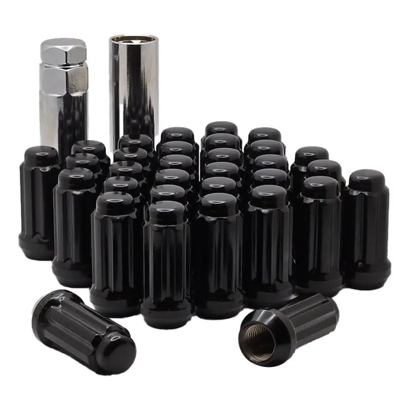 14x1.5 Truck Spline Lug Nuts - Black / 24 Lug Kit