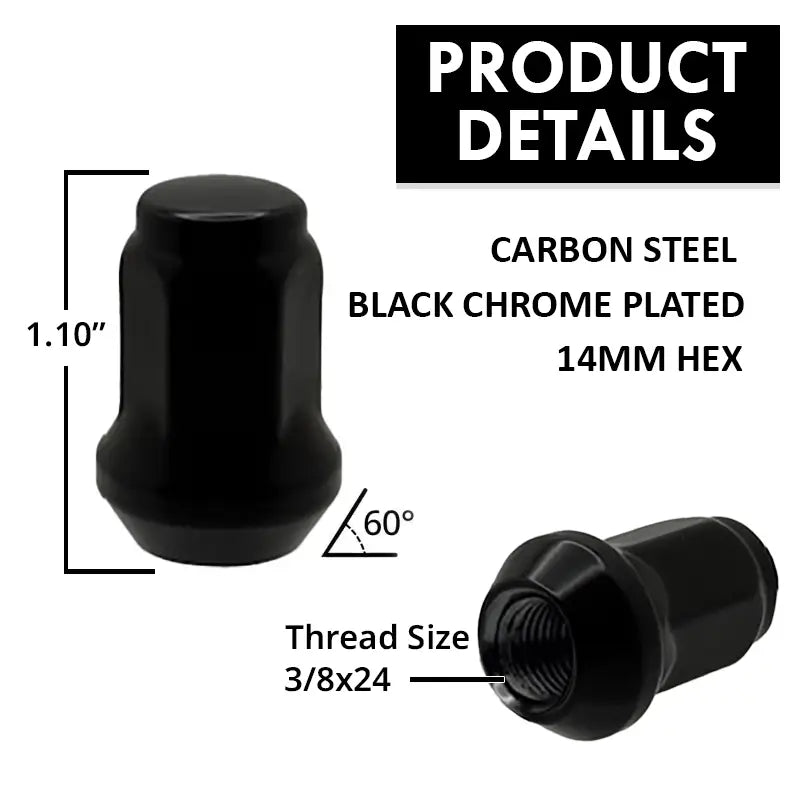 3/8x24 ATV/UTV Acorn Bulge Lug Nut 14mm Hex
