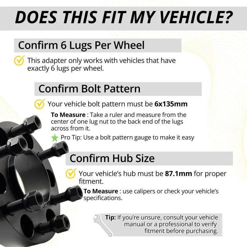 6x135 to 6x135 Wheel Adapter 1.5’’ Thick | 14x1.5 | 87.1 CB