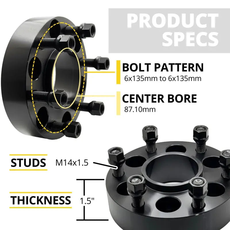 6x135 to 6x135 Wheel Adapter 1.5’’ Thick | 14x1.5 | 87.1 CB