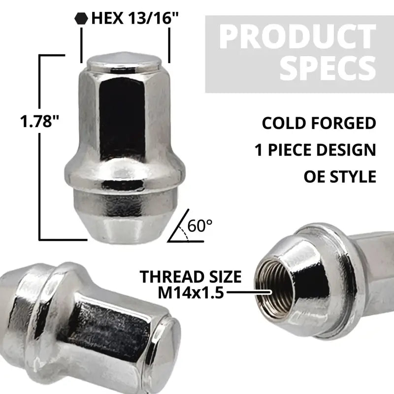 F-150 Navigator 2015 + 14x1.5 Large Seat OE Replacement Lug Nuts