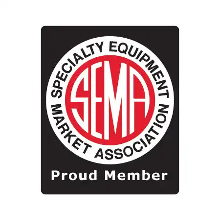 SEMA (Specialty Equipment Market Association) proud member logo featuring a red circular emblem with white text.
