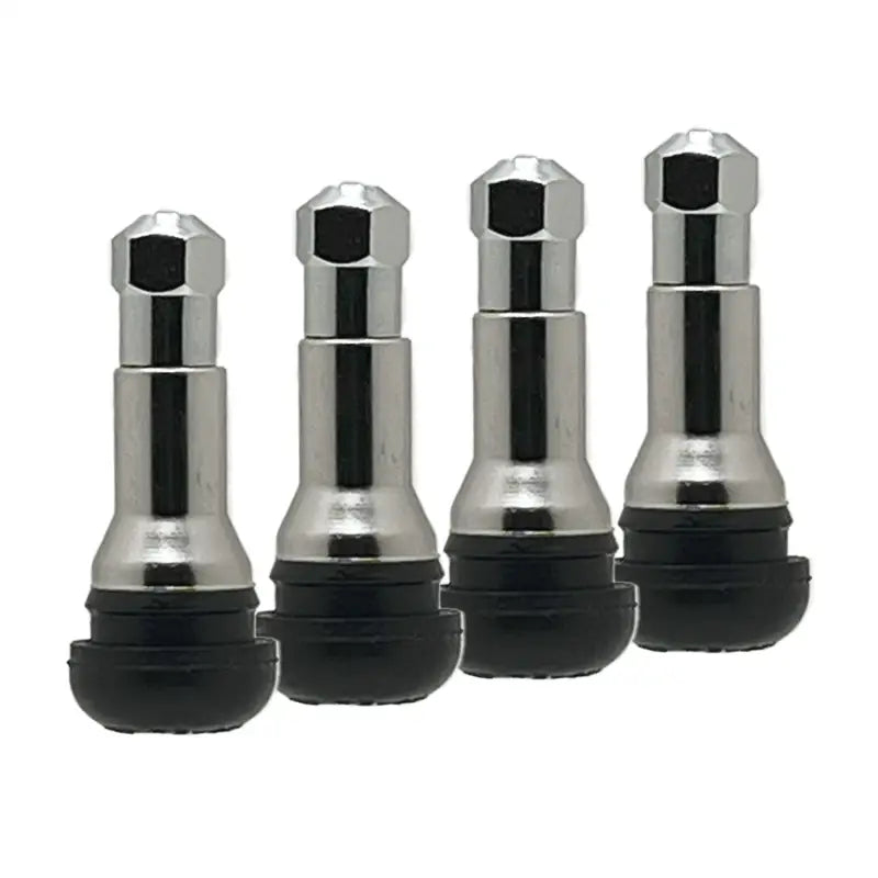 TR413 Rubber Passenger Snap-In Valve Stem - 4 Pack - Chrome / 4 Pack