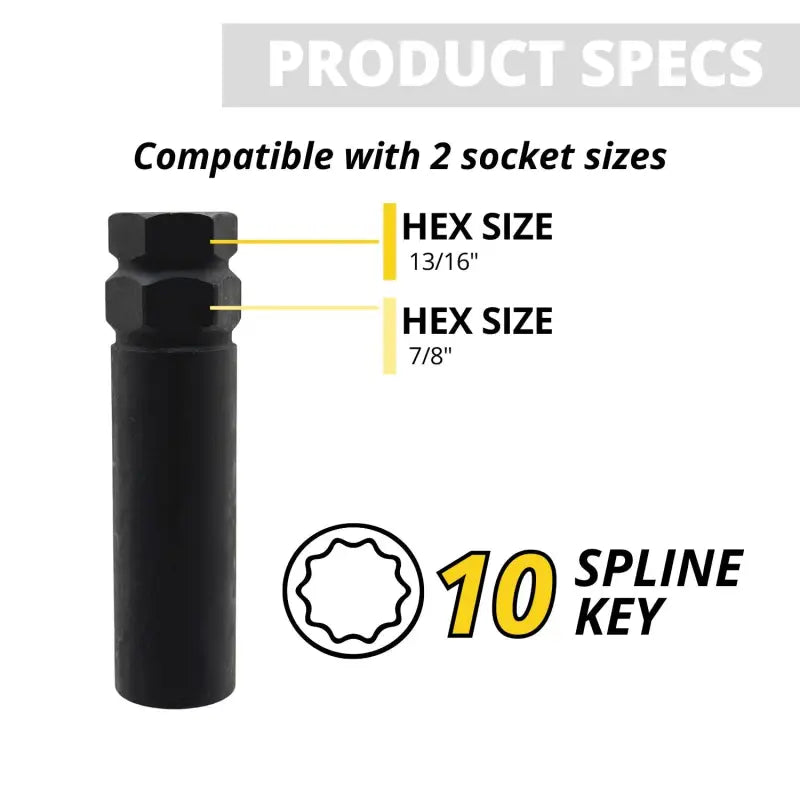 10 Spline Lug Nut Key – Large Diameter.90’’ | Black Oxide