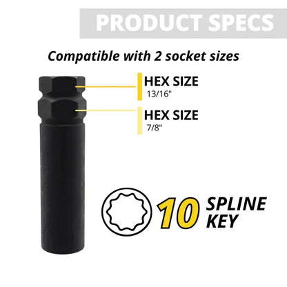 10 Spline Lug Nut Key – Large Diameter.90’’ | Black Oxide