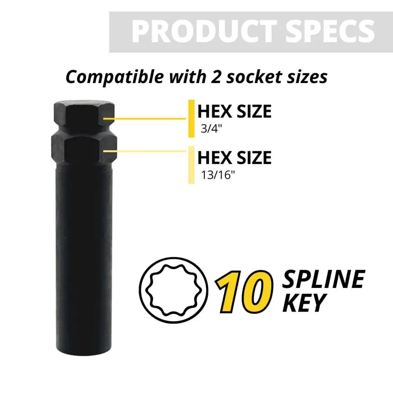 10 Spline Lug Nut Key – Small Diameter.80’’ | Black Oxide