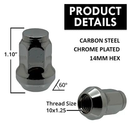10x1.25 ATV/UTV Acorn Bulge Lug Nut 14mm Hex