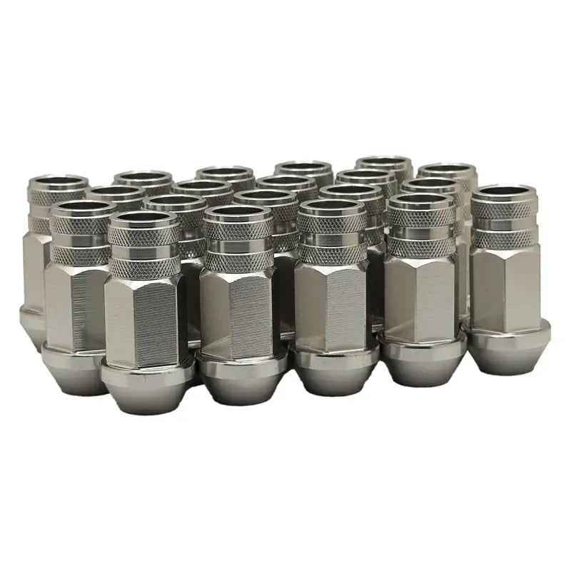 12x1.25 7075 T6 Aluminum Open End Racing Lugs 2.05’’ Tall - Silver - 20 Lug Kit