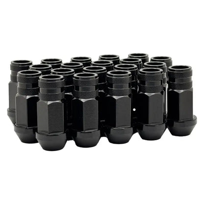 12x1.25 7075 T6 Aluminum Open End Racing Lugs 2.05’’ Tall - Black - 20 Lug Kit