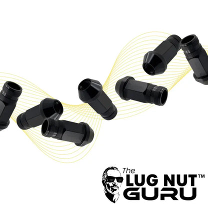 12x1.25 7075 T6 Aluminum Open End Racing Lugs 2.05’’ Tall - Black - 20 Lug Kit