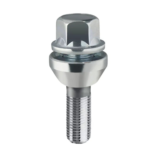 White zinc PCD wheel lug bolt on a white background