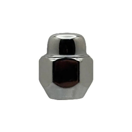 Subaru 12x1.25 conical 21mm hex lug nut on a white background