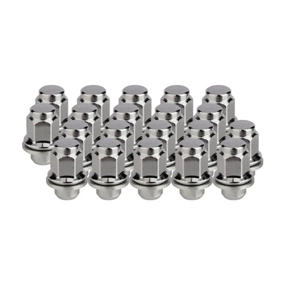 Set of 20 Toyota OE replacement lug nuts on a white background