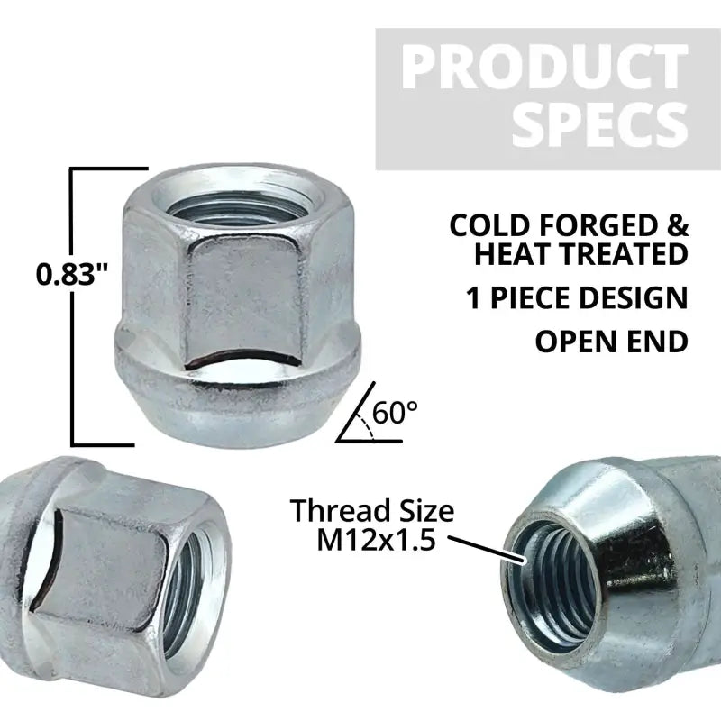 12x1.5 Open End 3/4’’ Hex Lug Nuts