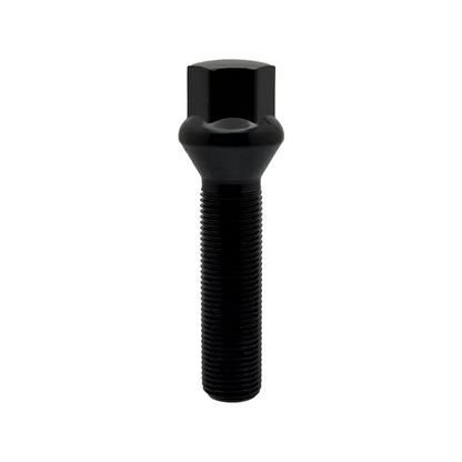 Black 14x1.25 17mm hex 50mm conical bolt.
