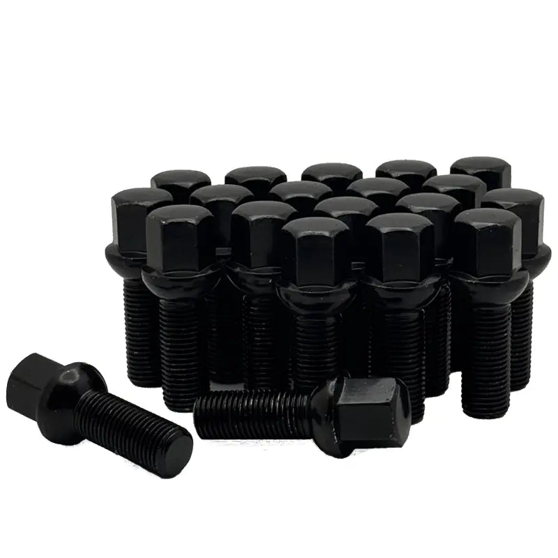A 20 piece kit of black 14x1.5 17mm hex 33mm ball bolts.