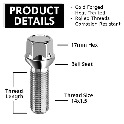 Standing zinc lug bolt with labeled features on a white background