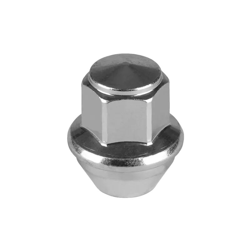 One standing OE replacement lug nut on a white background