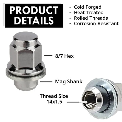 Toyota OE replacement lug nut with product details on a white background