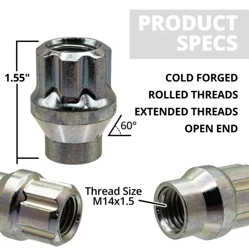 14x1.5 Open ET Spline Lug Nuts