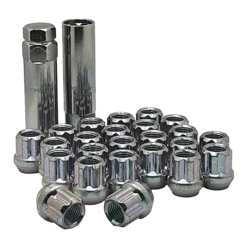 32-Pack 14x1.5 Open Bulge Acorn Spline Lug Nuts – Chrome, 0.85" Length (SD-07)