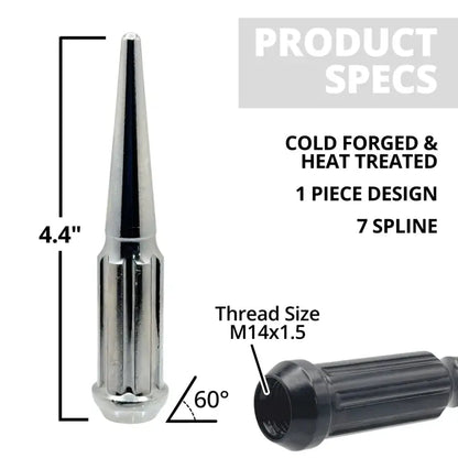 14x1.5 Spline Spike Lug Nuts