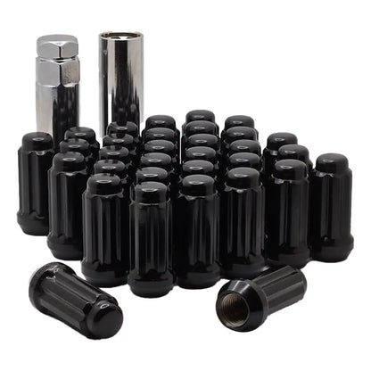 14x1.5 Truck Spline Lug Nuts - Black / 24 Lug Kit