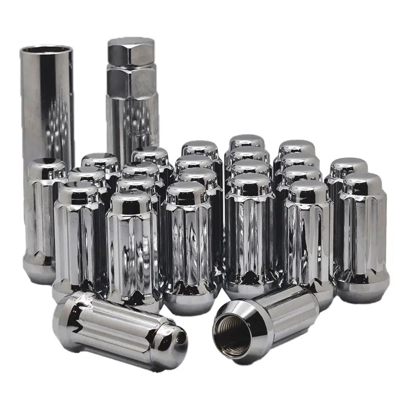 14x1.5 Truck Spline Lug Nuts - Chrome / 24 Lug Kit
