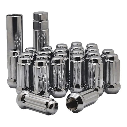 14x1.5 Truck Spline Lug Nuts - Chrome / 24 Lug Kit
