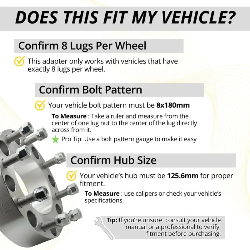 2011 + GM 2500 8x180 to 8x180 Wheel Adapter 2.0’’ Thick | 14x1.5 | 125.6 CB