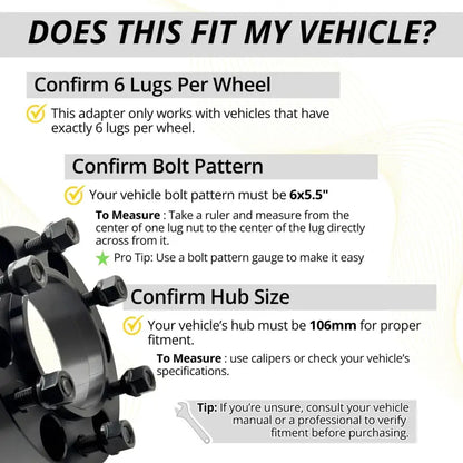 2021 & Older Tacoma Hubcentric Adapter 6x5.5 to 6x5.5 | 1.25’’ Thick | 12x1.5 | 106CB to 95.10 CB