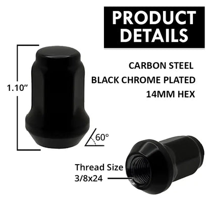 3/8x24 ATV/UTV Acorn Bulge Lug Nut 14mm Hex