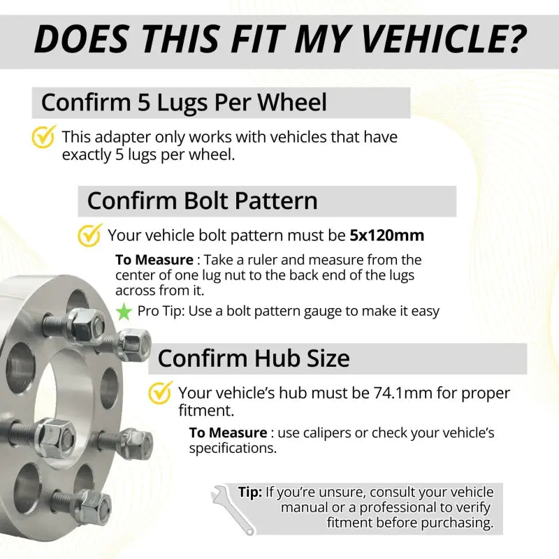 5x120 to 5x4.5 Wheel Adapter 1.25’’ Thick | 12x1.5 | 74.1 CB