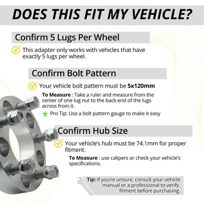 5x4.5 to 5x120 Wheel Adapter 1.25’’ Thick | 14x1.5 | 74 CB
