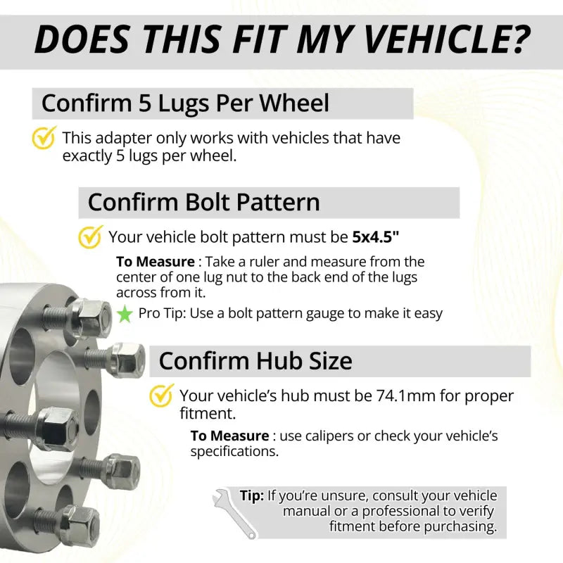 5x4.5 to 5x4.5 Wheel Adapter 1.25’’ Thick | 12x1.5 | 74.1 CB