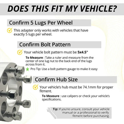 5x4.5 to 5x4.5 Wheel Adapter 1.25’’ Thick | 12x1.5 | 74.1 CB