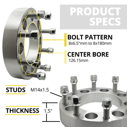Chevy/GM 2500 8x6.5 to 8x180 Conversion Wheel Adapter 1.5’’ Thick | 14x1.5 | 126.15 CB