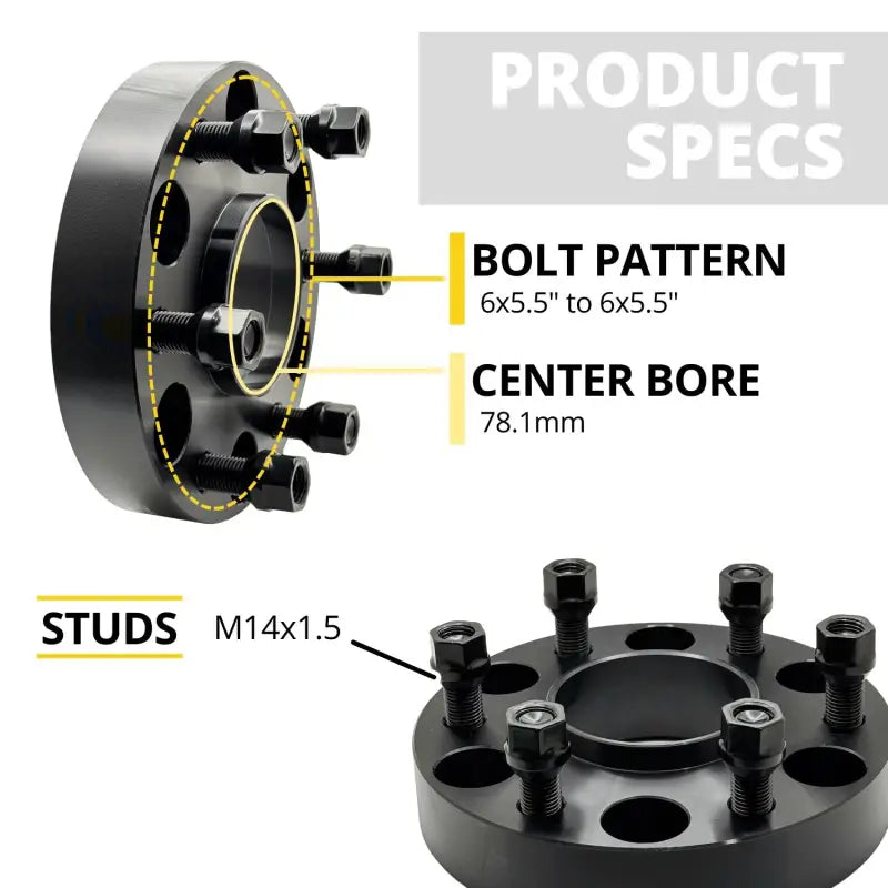 Chevy/GM 6x5.5 to 6x5.5 1.25’’-2’’ Thick Hubcentric Wheel Adapter | 14x1.5 | 78.1 CB