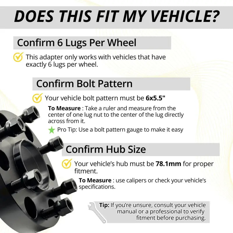 Chevy/GM 6x5.5 to 6x5.5 1.25’’-2’’ Thick Hubcentric Wheel Adapter | 14x1.5 | 78.1 CB