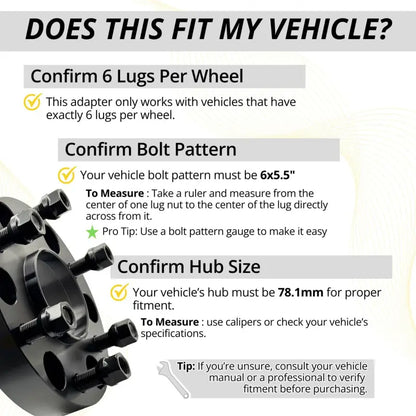 Chevy/GM 6x5.5 to 6x5.5 1.25’’-2’’ Thick Hubcentric Wheel Adapter | 14x1.5 | 78.1 CB