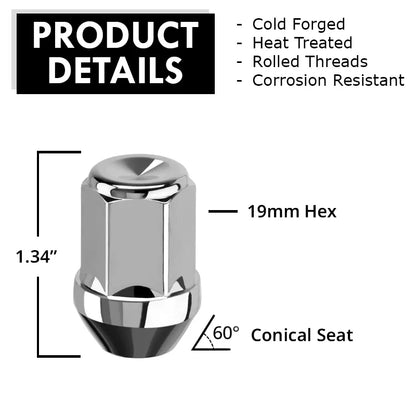 Zinc lug nut with product specifications
