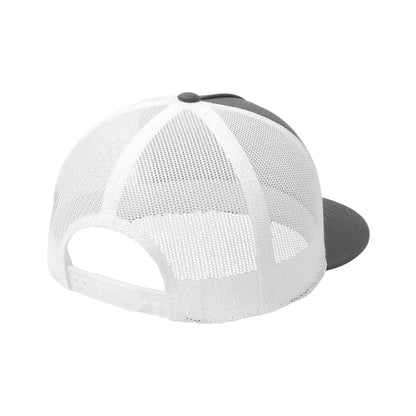 Flat Bill Mesh Snapback Hat - Graphite/White