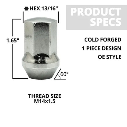 Ford Explorer Mustang Edge 14x1.5 Large Seat 13/16’’ Hex OE Replacement Lug Nuts